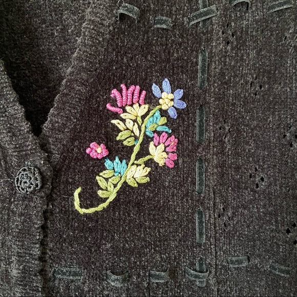 Northern Traditions Floral Knit Black Sweater Vest XL - Picture 6 of 12